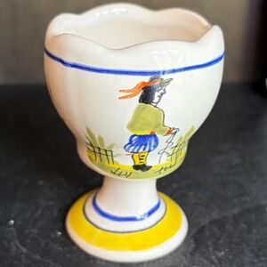 Henriot Quimper France Hand Painted Ceramic Egg Cup Breton Figure F361 D118